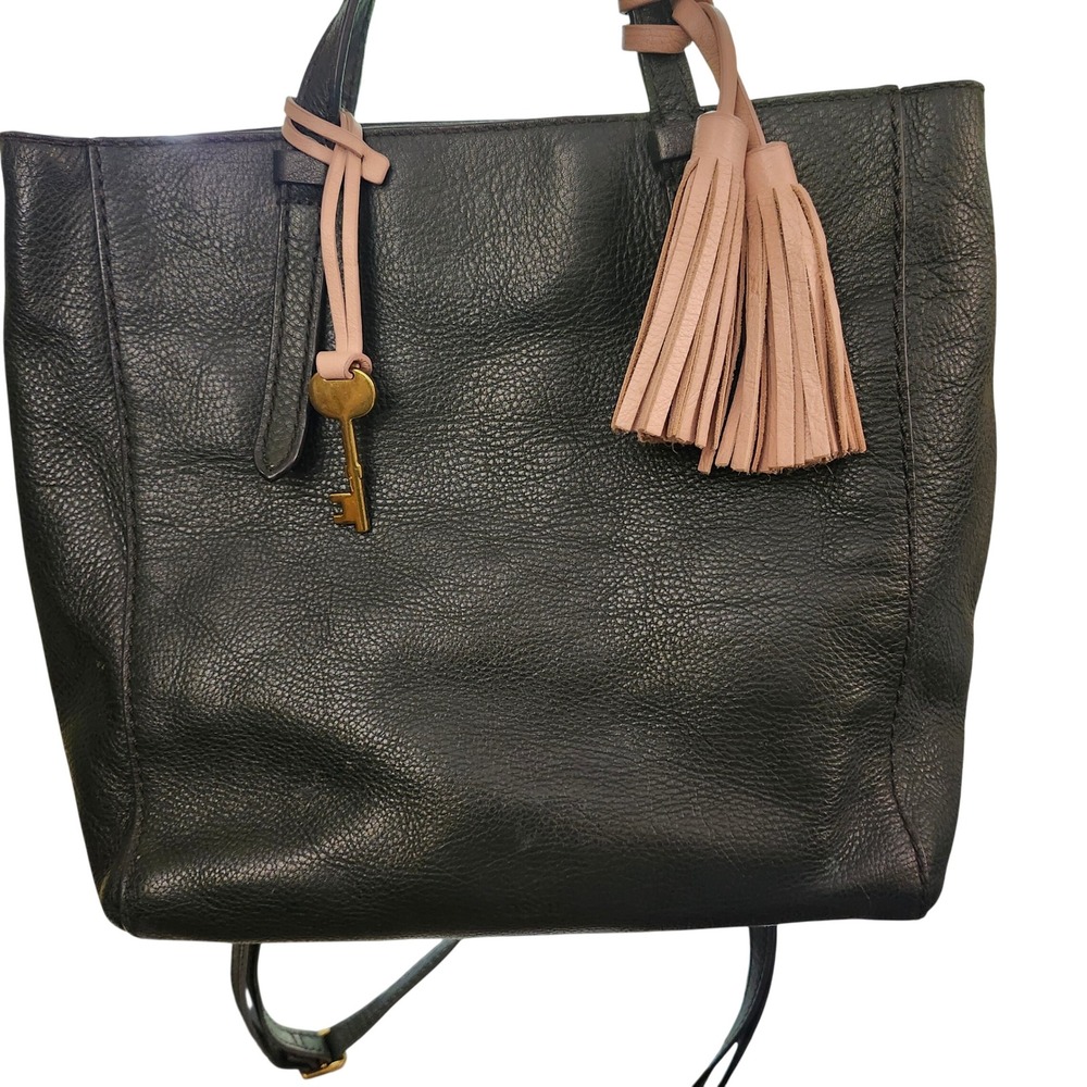 Fossil Camilla Convertible Backpack Tote Dark Green Pebbled Leather Boho Key - Picture 3 of 14